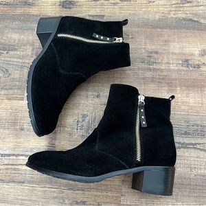 Black & Gold Suede Ankle Boots